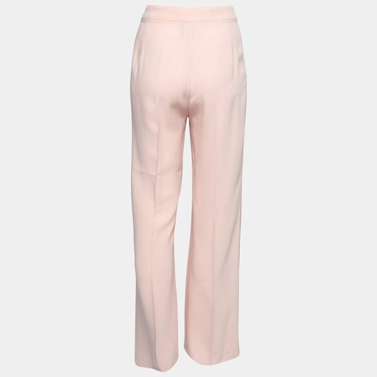 Pre Owned Max Mara Pink Crepe Straight-Leg Trousers XL