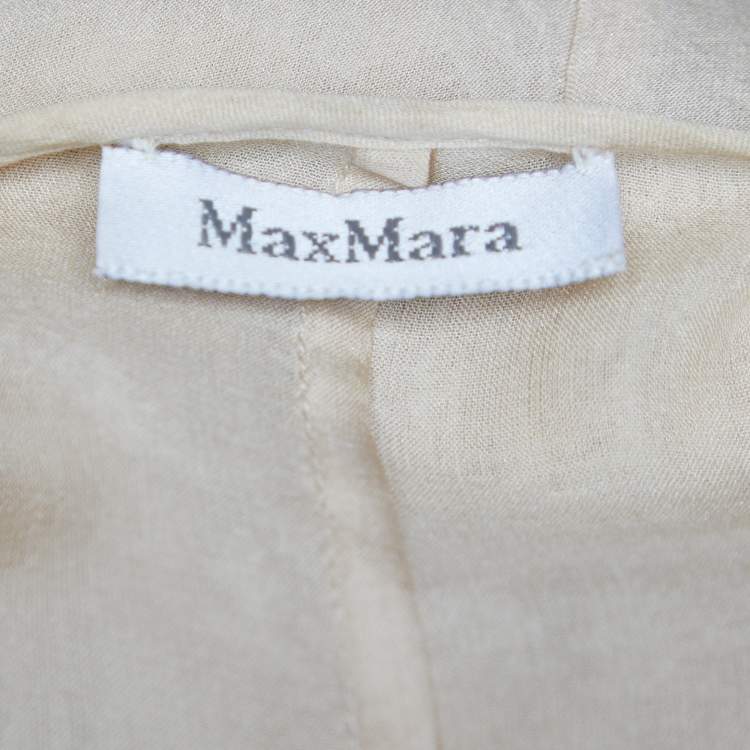 Pre Owned Max Mara Light Beige Silk Ruffle Detail Wrap Blouse L