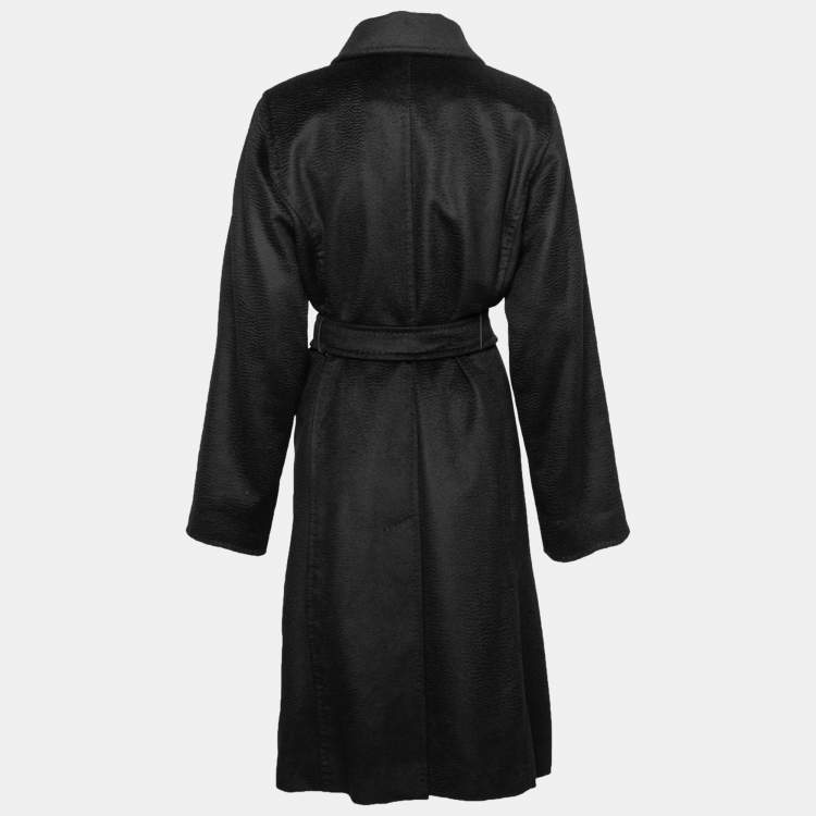 Pre Owned Max Mara Black Camel Hair Belted Wrap Coat L
