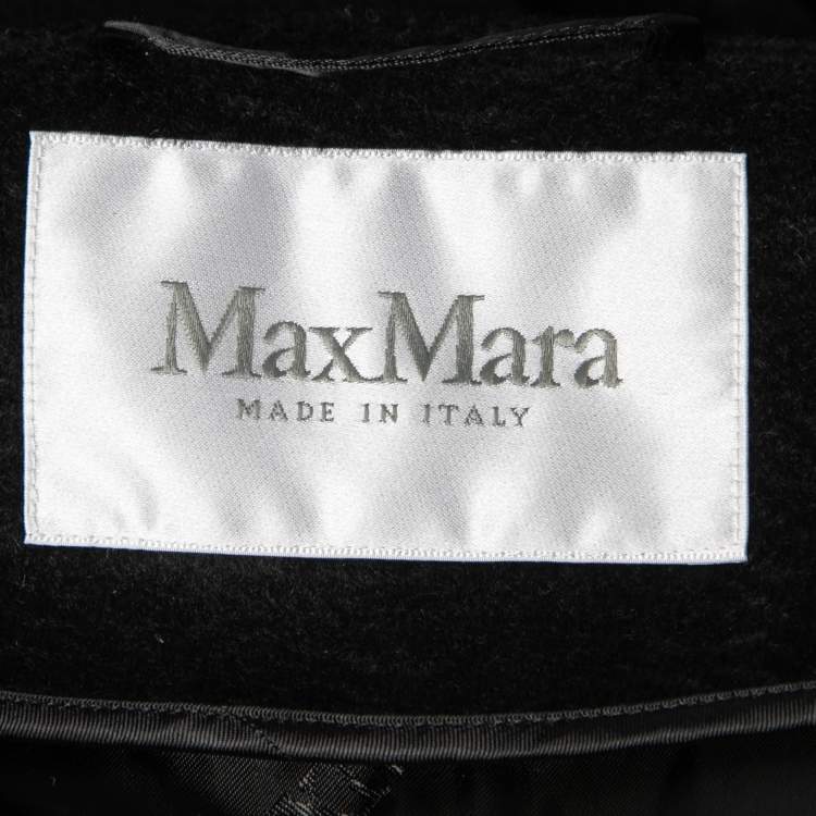 Pre Owned Max Mara Black Camel Hair Belted Wrap Coat L