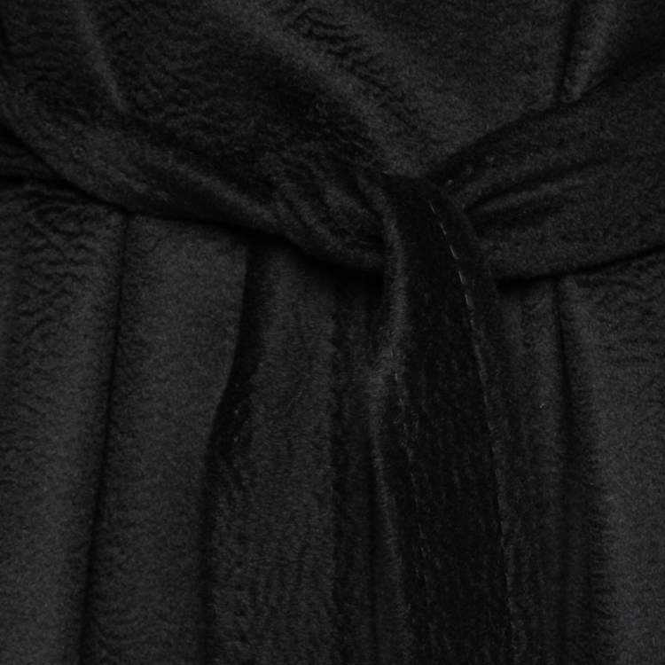 Pre Owned Max Mara Black Camel Hair Belted Wrap Coat L