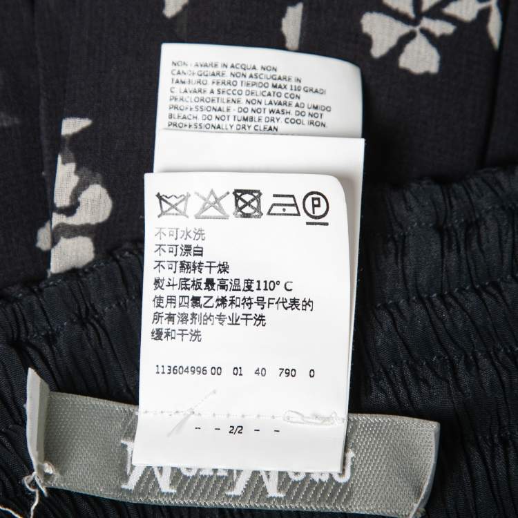 Pre Owned Max Mara Navy Blue Floral Printed Chiffon Pleated Palazzo Pants S 