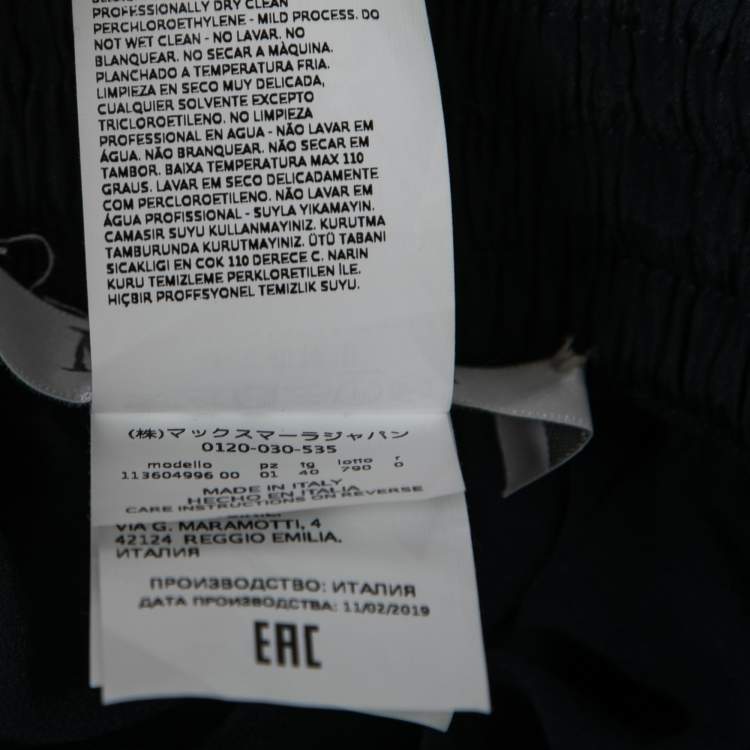 Pre Owned Max Mara Navy Blue Floral Printed Chiffon Pleated Palazzo Pants S 