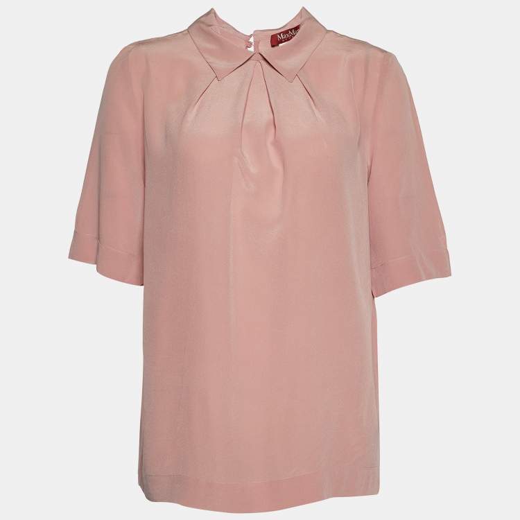 Pre Owned Max Mara Studio Pink Silk Top S