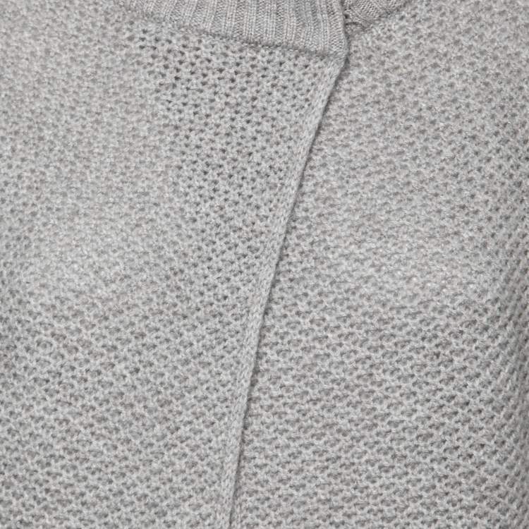 Pre Owned Max Mara Grey Cashmere Turtleneck Cropped Cardigan M