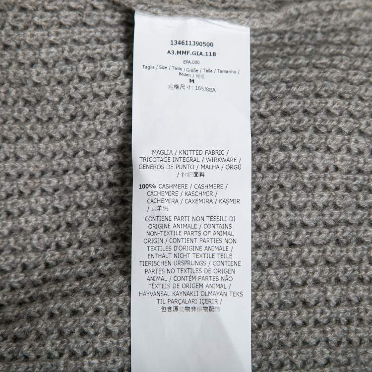 Pre Owned Max Mara Grey Cashmere Turtleneck Cropped Cardigan M