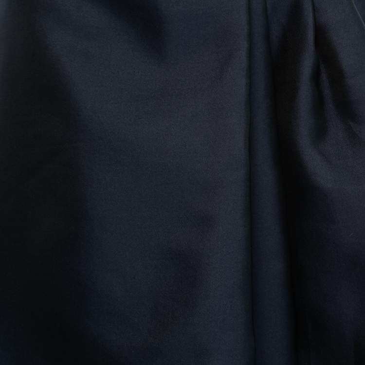 Pre Owned Max Mara Navy Blue Silk Pleated Maxi Skirt S