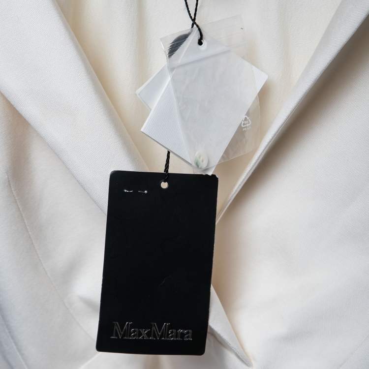 Pre Owned Max Mara Cream Silk-Crepe Belted Cariddi Top S