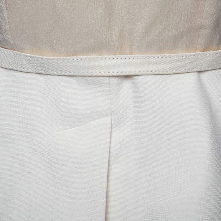 Pre Owned Max Mara Cream Silk-Crepe Belted Cariddi Top S