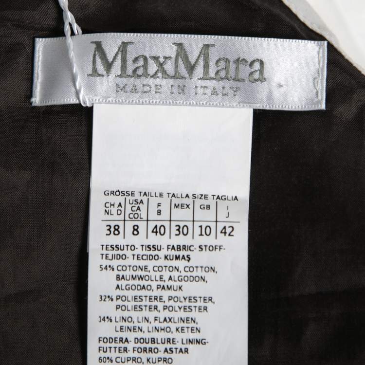 Pre Owned Max Mara Green Textured Cotton & Linen Sheath Dress M