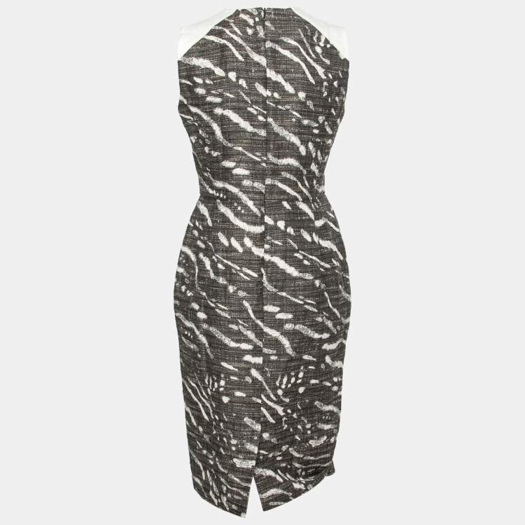Pre Owned Max Mara Green Textured Cotton & Linen Sheath Dress M