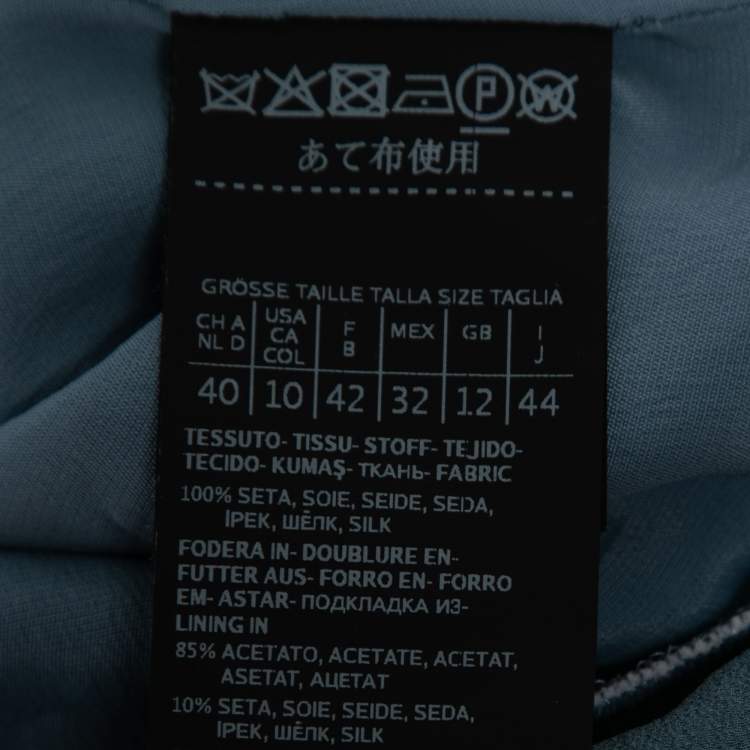 Pre Owned Max Mara Blue Silk Wrap Effect Long Sleeve Blouse M