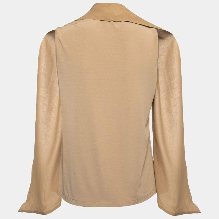 Pre Owned Max Mara Beige Knit Tie Detail Sleeveless Top M