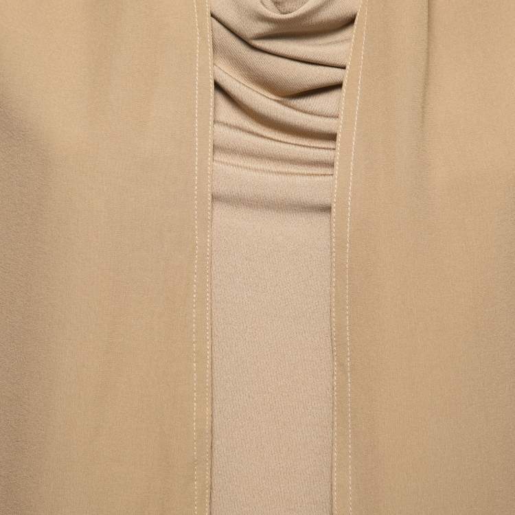 Pre Owned Max Mara Beige Knit Tie Detail Sleeveless Top M