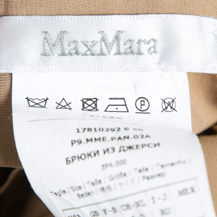 Pre Owned Max Mara Beige Knit & Silk Overlay Trousers M