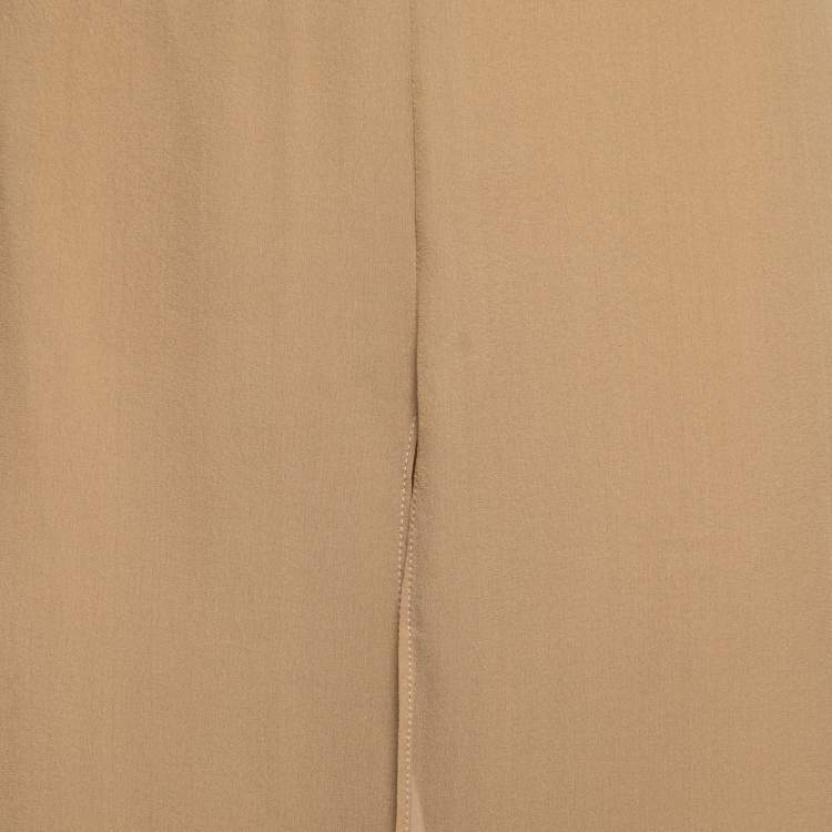 Pre Owned Max Mara Beige Knit & Silk Overlay Trousers M