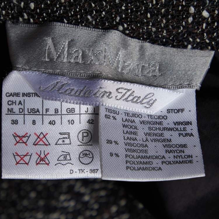 Pre Owned Max Mara Black Textured Wool Maxi Skirt M