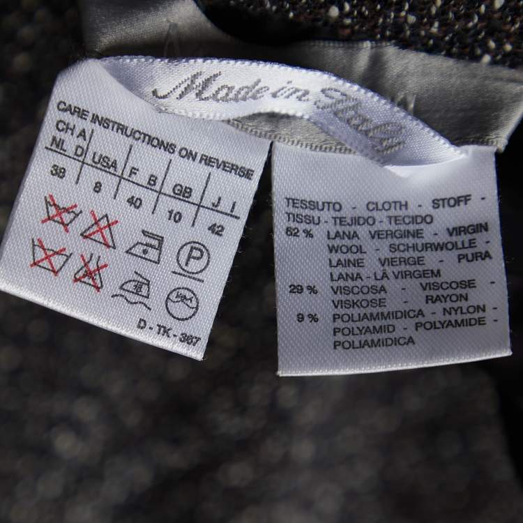 Pre Owned Max Mara Black Textured Wool Maxi Skirt M