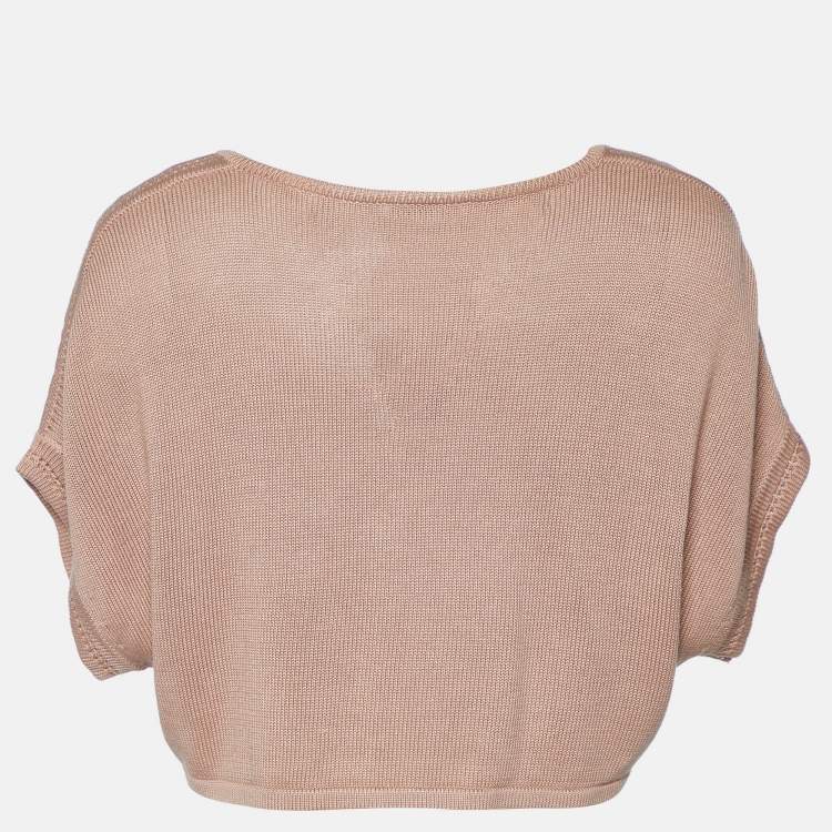 Pre Owned Max Mara Light Pink Knit Cropped Shrug L