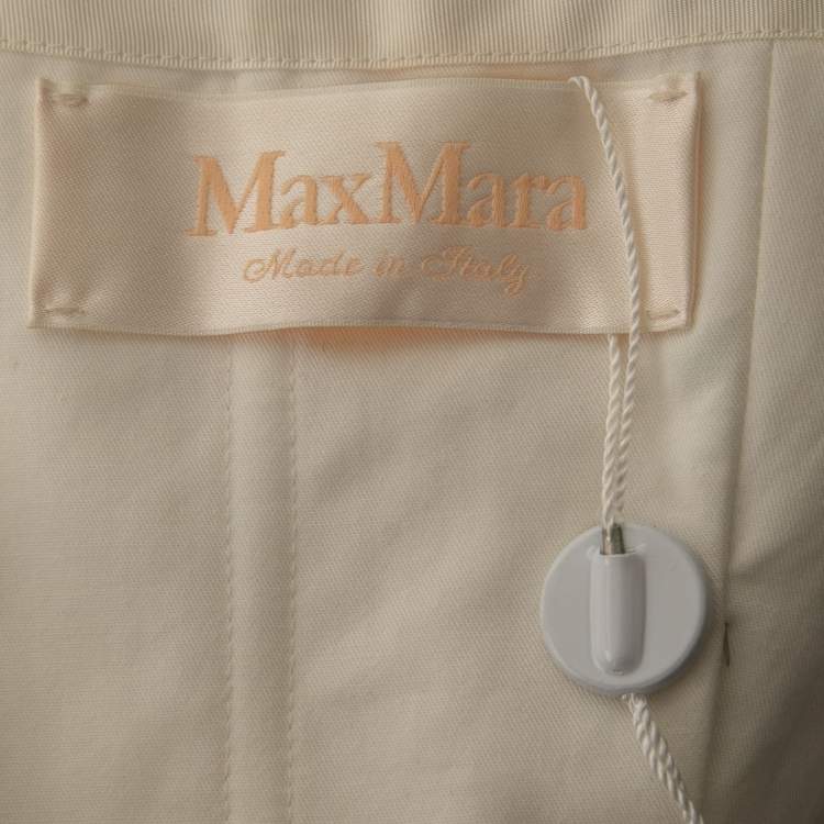 Pre Owned Max Mara Cream Floral Embossed Jacquard Gown M