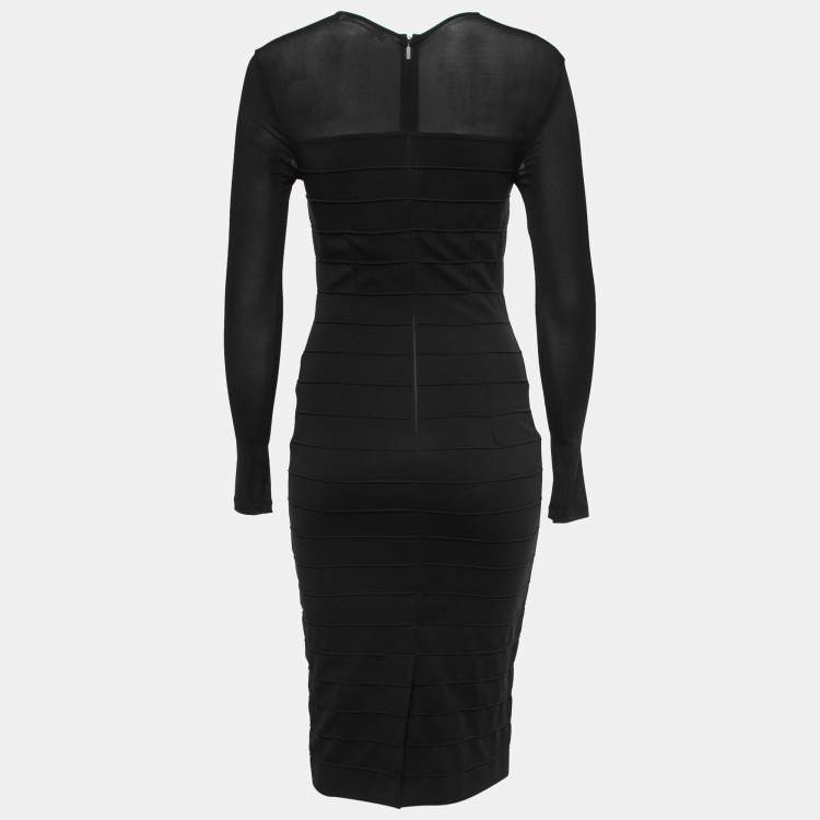 Pre Owned Max Mara Black Stretch Knit Long Sleeve Bodycon Dress S
