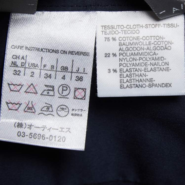 Pre Owned Max Mara Dark Blue Stretch Cotton Pleated Shirt XS