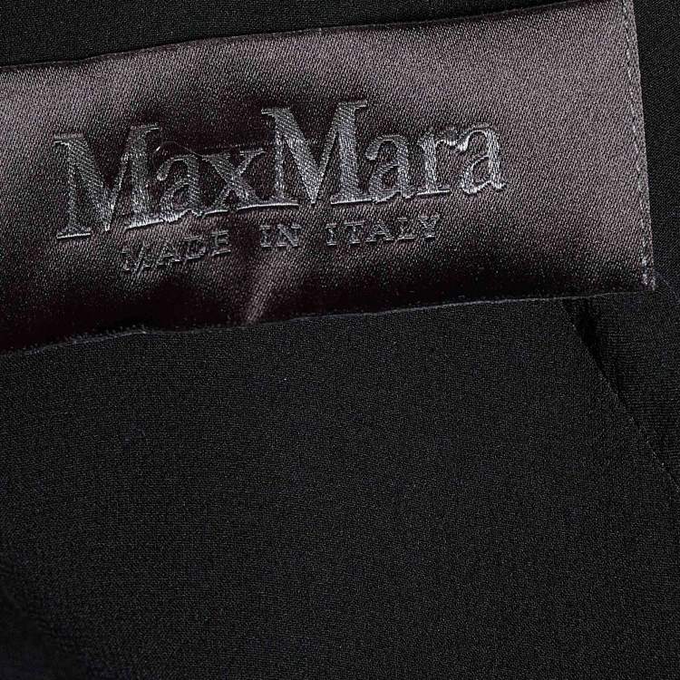 Pre Owned Max Mara Black Crepe Drape Detail Maxi Dress M