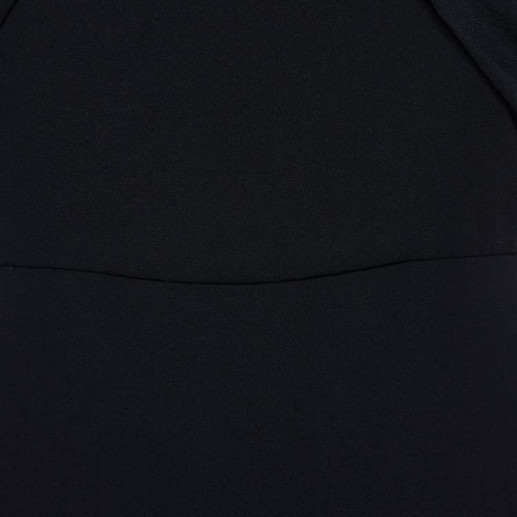 Pre Owned Max Mara Black Crepe Drape Detail Maxi Dress M