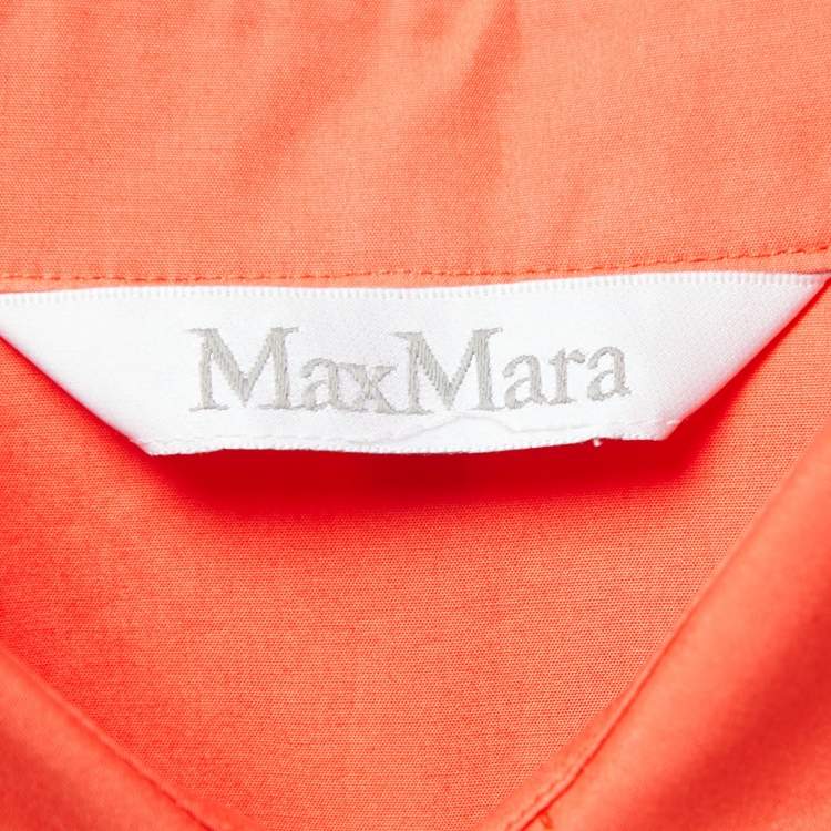 Pre Owned Max Mara Orange Cotton Poplin Shirt Dress M