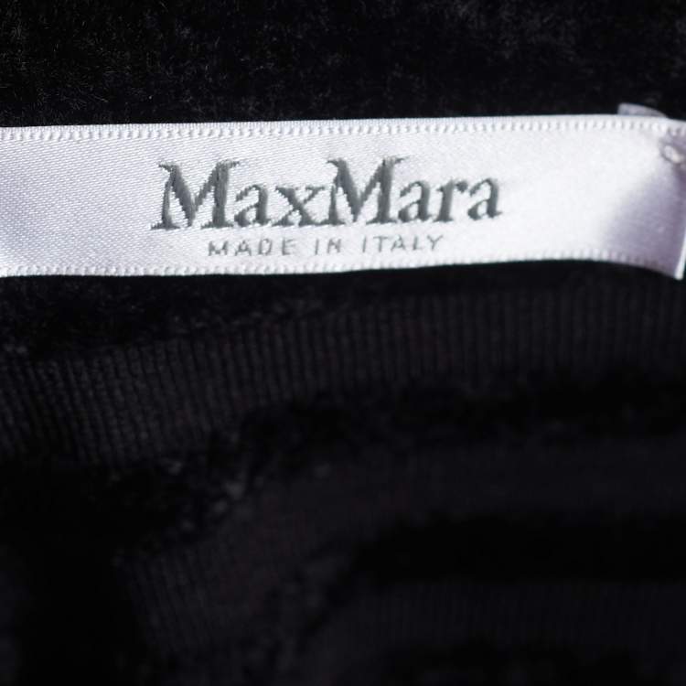 Pre Owned Max Mara Black Devore Boat Neck Top XL