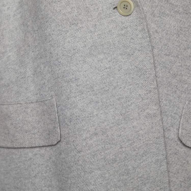 Pre Owned Max Mara Grey Cashmere Knit Button Front Cardigan L