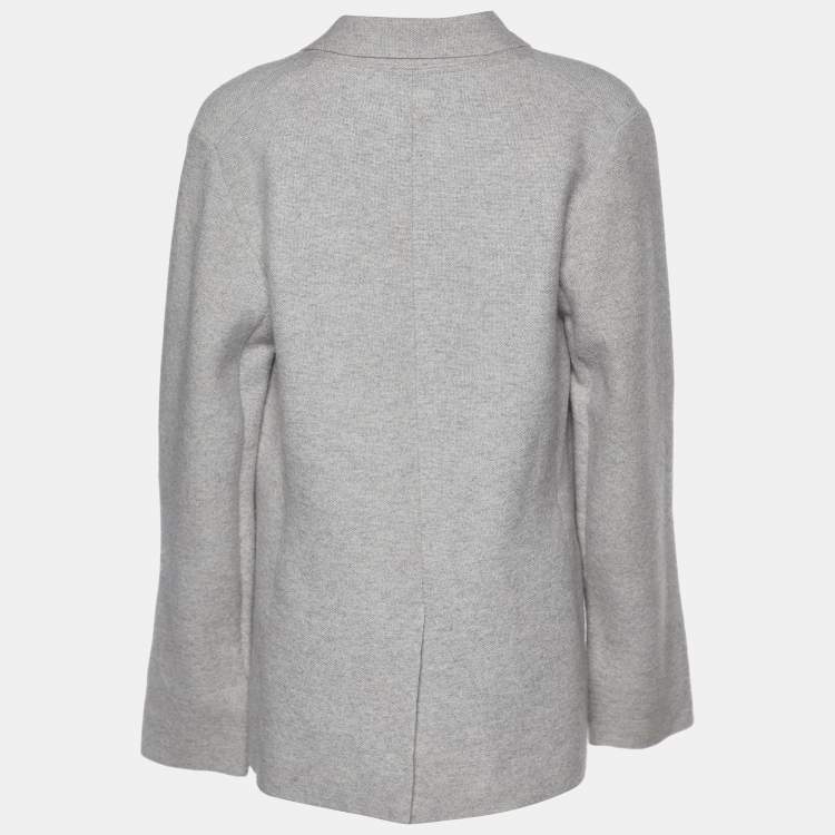 Pre Owned Max Mara Grey Cashmere Knit Button Front Cardigan L