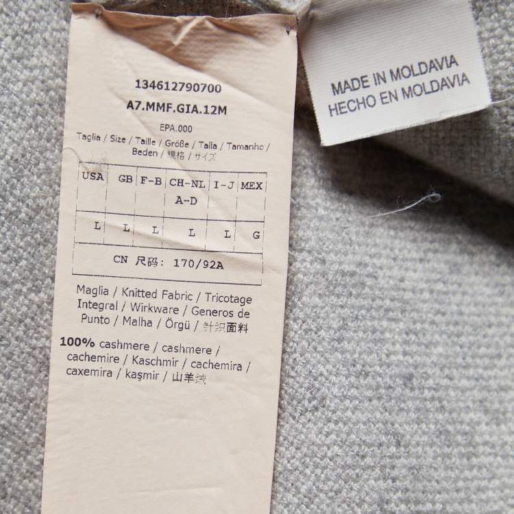 Pre Owned Max Mara Grey Cashmere Knit Button Front Cardigan L
