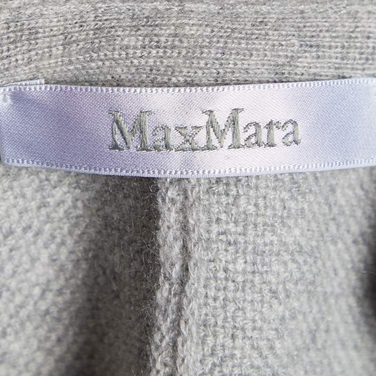 Pre Owned Max Mara Grey Cashmere Knit Button Front Cardigan L
