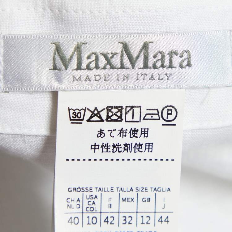 Pre Owned Max Mara White Linen Pocket Detail Top M