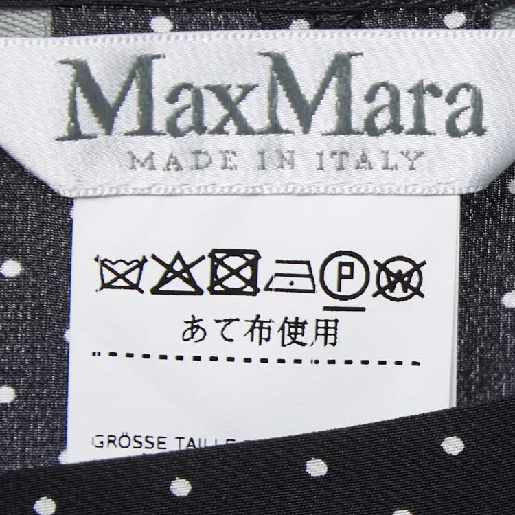 Pre Owned Max Mara Black Polka Dot Printed Silk Midi Skirt XS