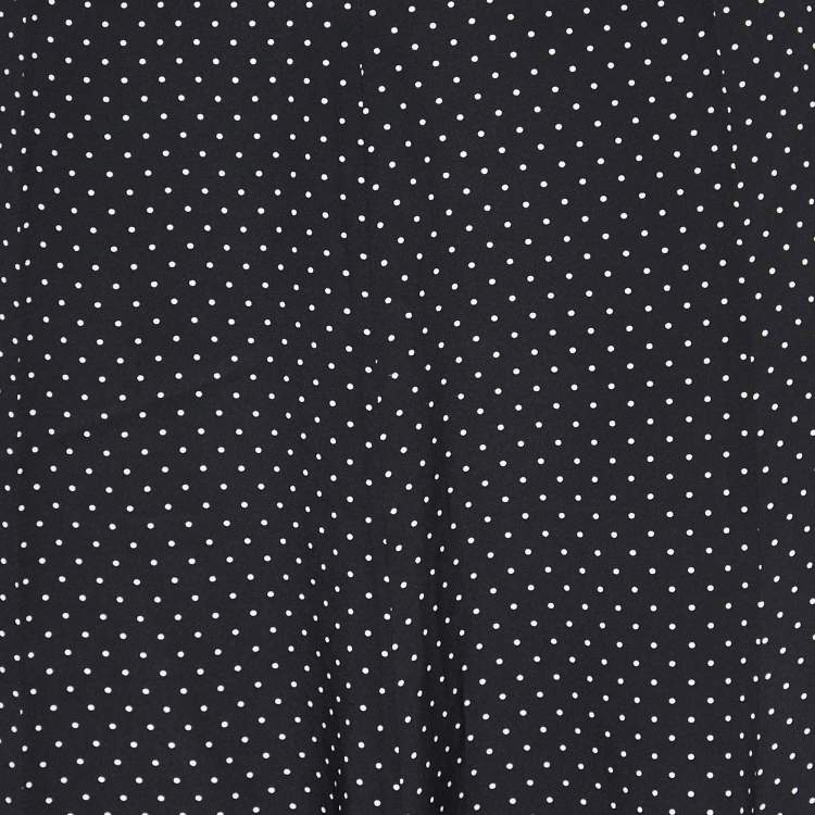 Pre Owned Max Mara Black Polka Dot Printed Silk Midi Skirt XS