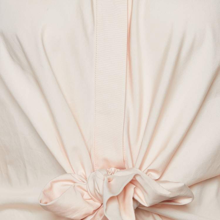Pre Owned Max Mara Pink Cotton Tie Detail Button Front Shirt L