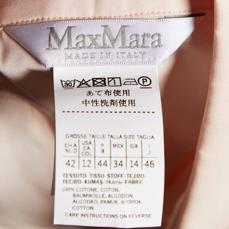Pre Owned Max Mara Pink Cotton Tie Detail Button Front Shirt L