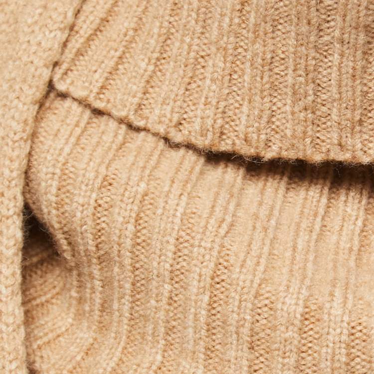 Pre Owned Max Mara Dark Beige Knit Wrap Dover Poncho One Size 