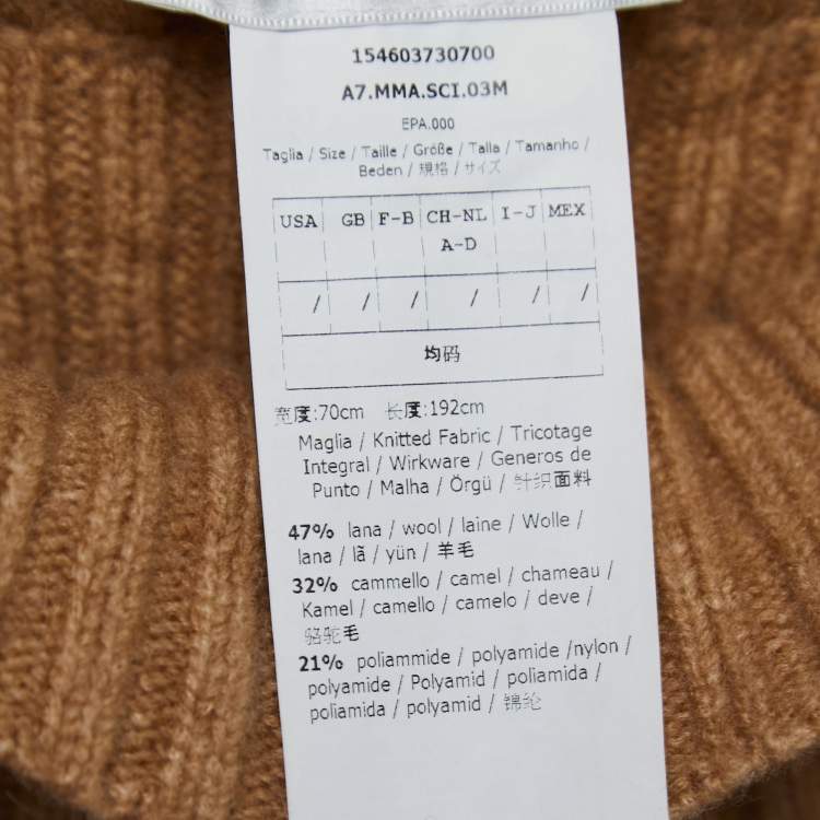 Pre Owned Max Mara Dark Beige Knit Wrap Dover Poncho One Size 
