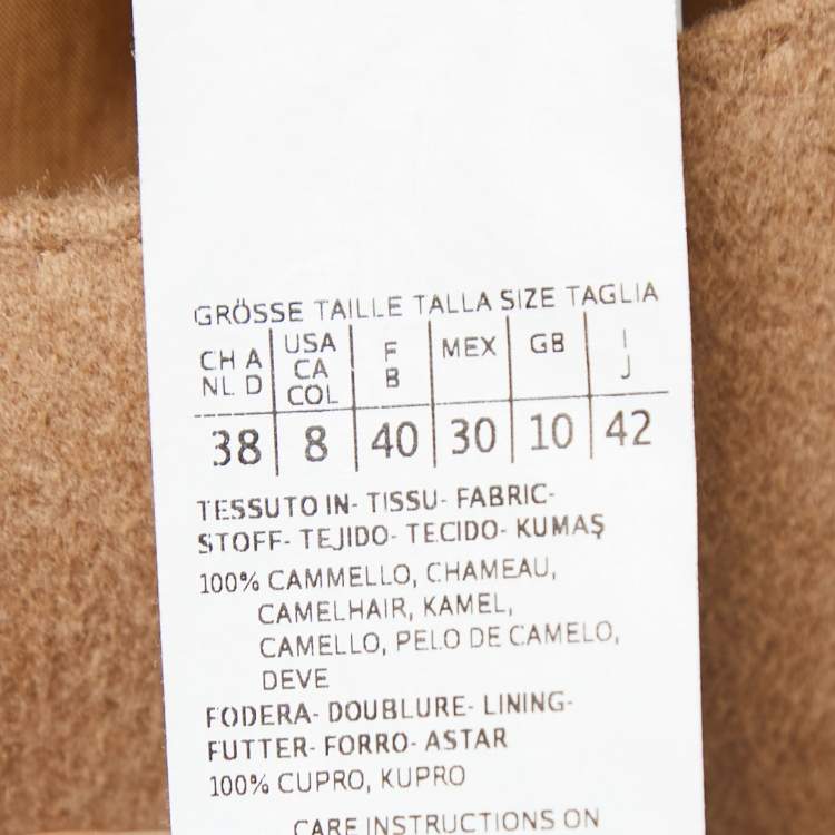 Pre Owned Max Mara Brown Camel Hair Long Sleeve Shift Dress M