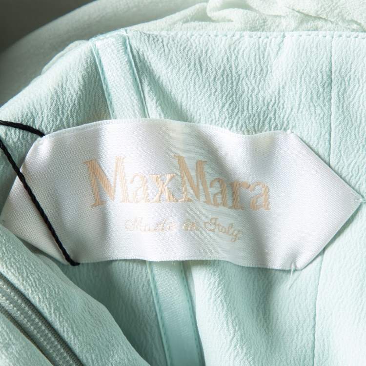 Pre Owned Max Mara Powder Blue Draped Silk Chiffon Strapless Dress M