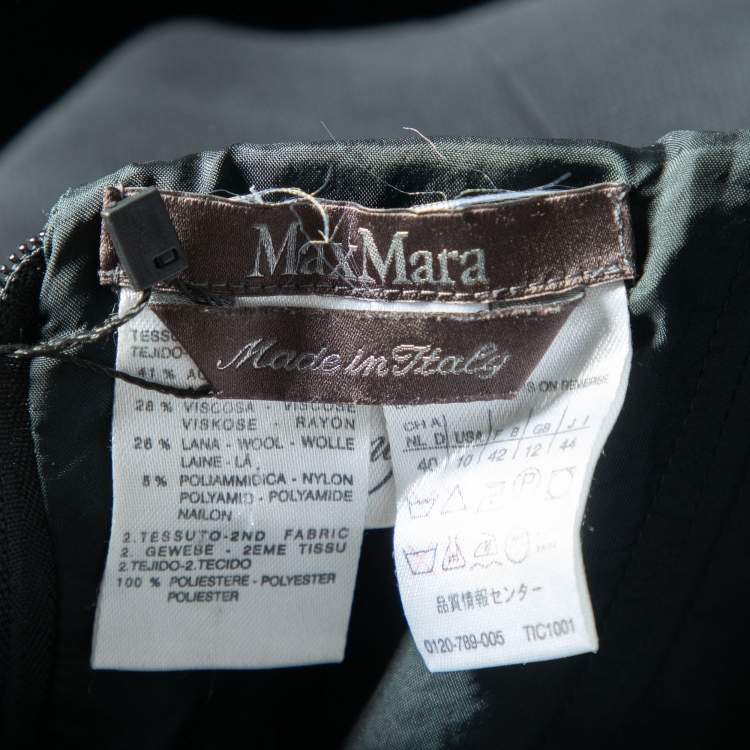 Pre Owned Max Mara Black Crepe & Satin Bustier Detail Maxi Dress M
