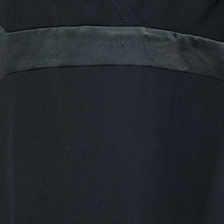 Pre Owned Max Mara Black Crepe & Satin Bustier Detail Maxi Dress M