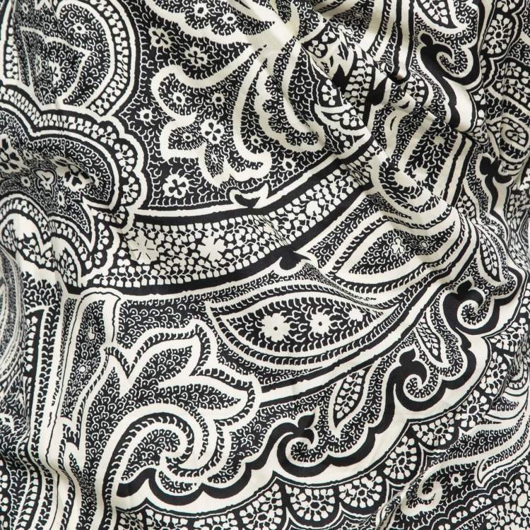 Pre Owned Max Mara Black Paisley Printed Cotton Wrap Effect Midi Dress M