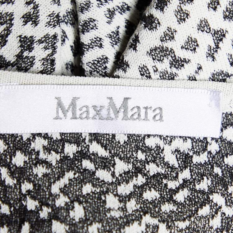 Pre Owned Max Mara Monochrome Knit & Silk Paneled Top & Cardigan Set L