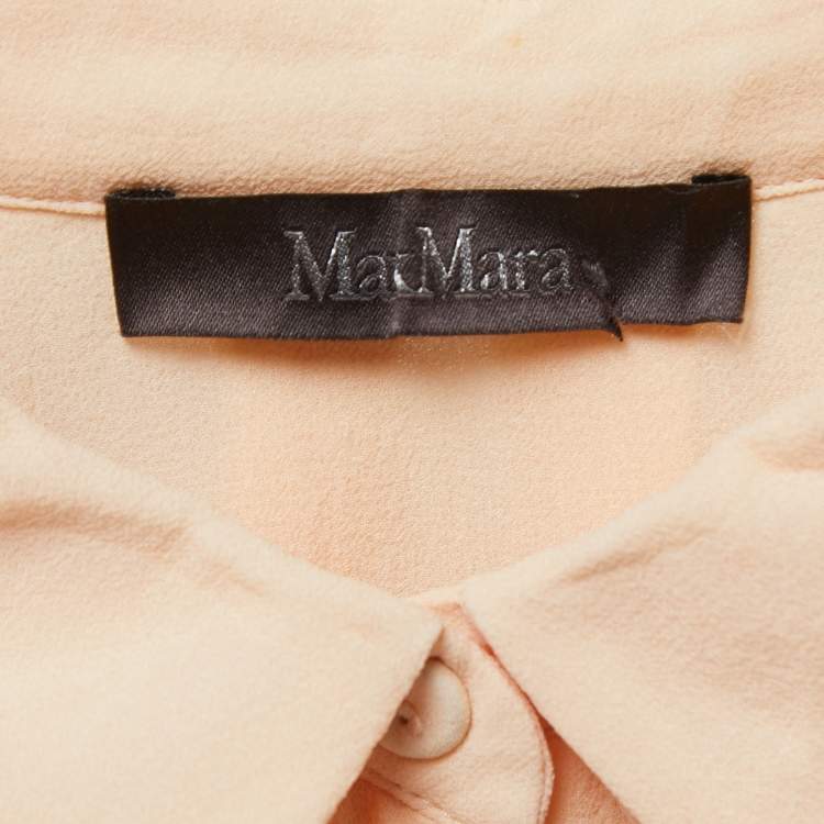 Pre Owned Max Mara Light Orange Silk Cape Detailed Button Front Blouse M
