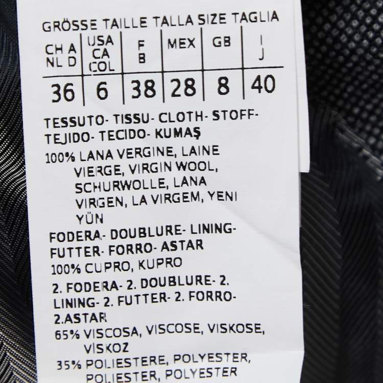 Pre Owned Max Mara Grey Patterned Wool Skirt Suit S