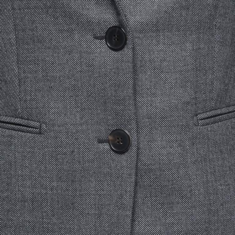 Pre Owned Max Mara Grey Patterned Wool Skirt Suit S